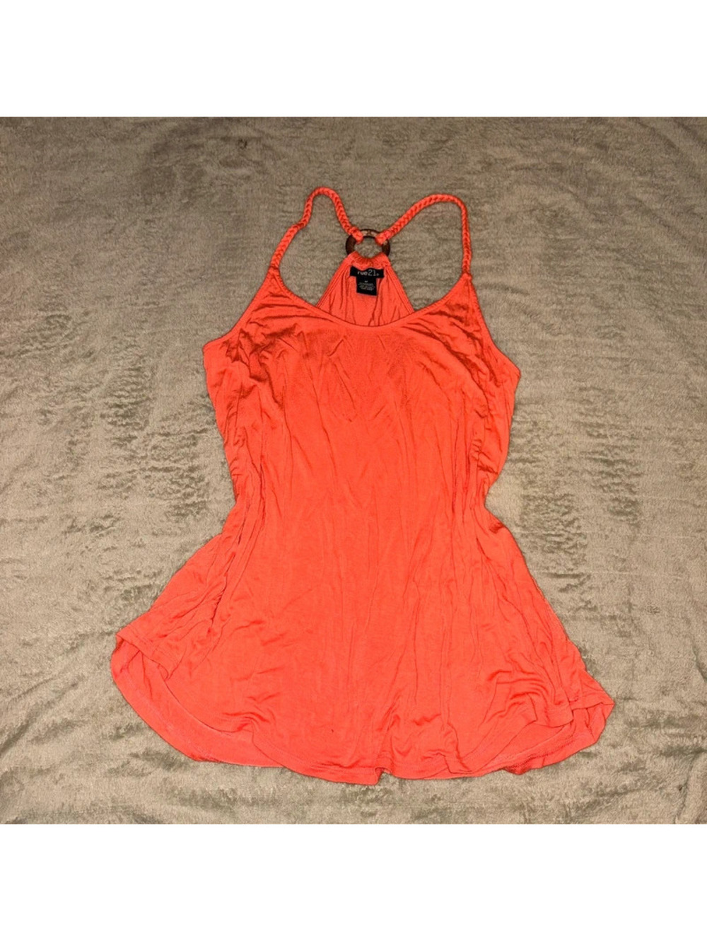 Orange Halter back style with metal circular statement Y2K 2000’s tank